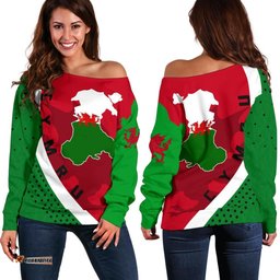 Cymru Wales Map Generation Ii Off Shoulder Sweater