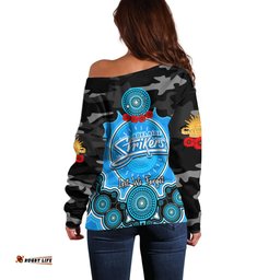 Adelaide Strikers ANZAC 2024 Off Shoulder Sweater Lest We Forget Poppy Mix Camouflage