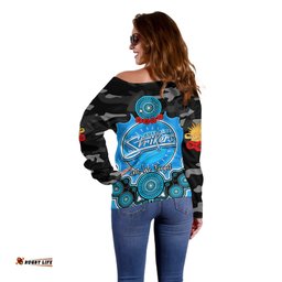 Adelaide Strikers ANZAC 2024 Off Shoulder Sweater Lest We Forget Poppy Mix Camouflage