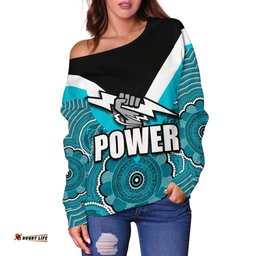Port Adelaide Women's Off Shoulder Sweater Power