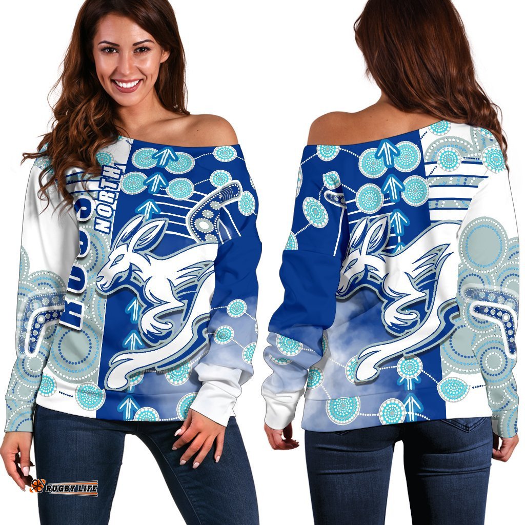 Melbourne Kangaroos Off Shoulder Sweater Indigenous North Roos
