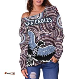 Warringah Women Off Shoulder Sweater Sea Eagles Indigenous