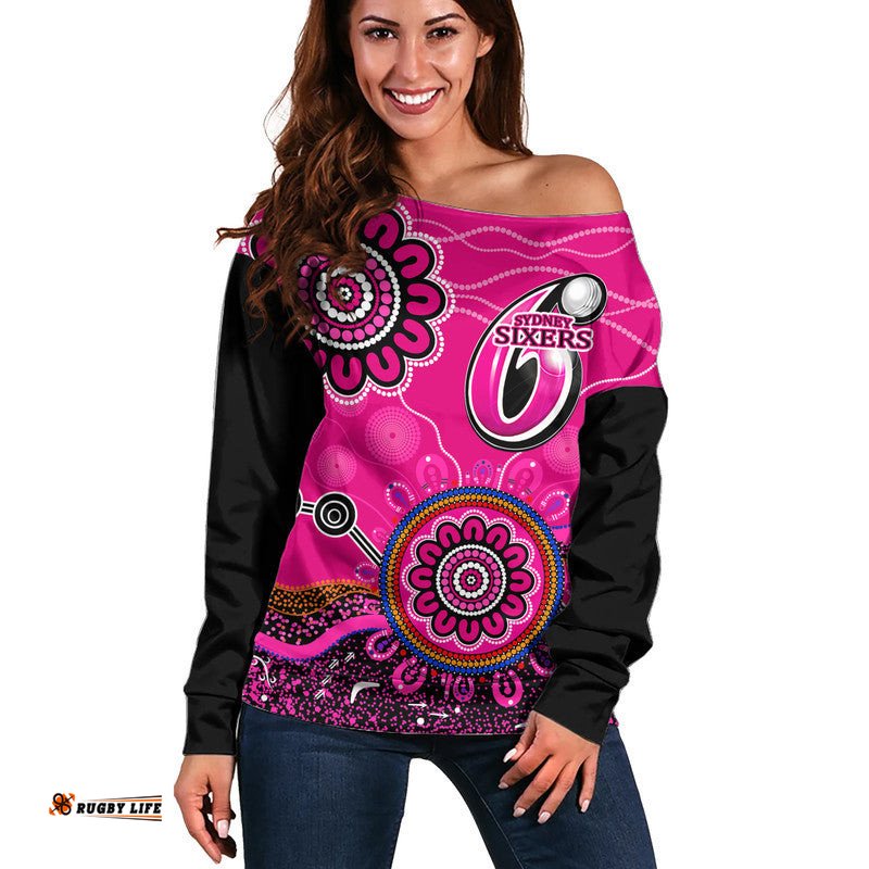 Sydney Sixers Women Off Shoulder Sweater Cricket Indigenous Aboriginal