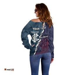 Personalised Demons And Blues Football Off Shoulder Sweater Sporty Version