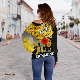 Richmond Tigers Women's Off Shoulder Sweater Lest We Forget