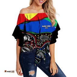 NAIDOC Week Off Shoulder Sweater National Aborigines And Torres Strait Islander Animals Aboriginal