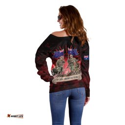 Australia And New Zealand ANZAC Day Off Shoulder Sweater Soldiers Lest We Forget