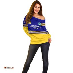 Personalised Eels Rugby Off Shoulder Sweater Parramatta 1947 Dynamic Blue