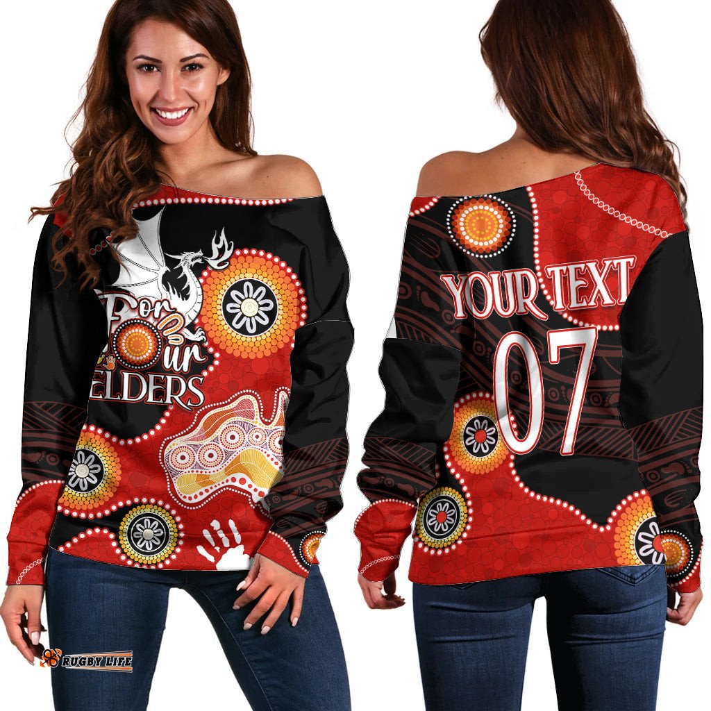 Personalised NAIDOC Week NRL Dragons For Our Elders Off Shoulder Sweater