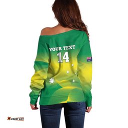 Custom Australia Rugby Off Shoulder Sweater 2024 Kangaroos Gradient Sporty Style
