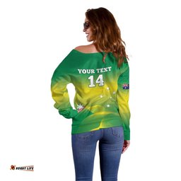 Custom Australia Rugby Off Shoulder Sweater 2024 Kangaroos Gradient Sporty Style