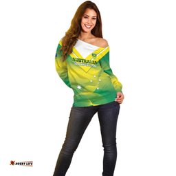 Custom Australia Rugby Off Shoulder Sweater 2024 Kangaroos Gradient Sporty Style