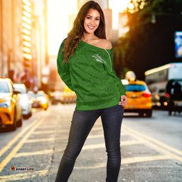Maori Off Shoulder Sweater Green Aotearoa Tattoo