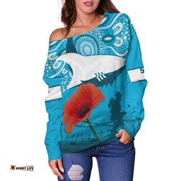 Sharkies Rugby Off Shoulder Sweater Anzac Day Barb Wire Style