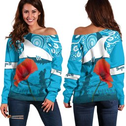 Sharkies Rugby Off Shoulder Sweater Anzac Day Barb Wire Style