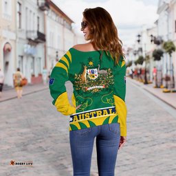 Women's Off Shoulder Sweater Australian Coat Of Arms Shorts Koala