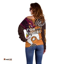 Brisbane Broncos NRL Off Shoulder Sweater Aboriginal NAIDOC For Our Elders