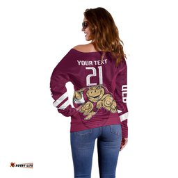 Custom Queensland Rugby Off Shoulder Sweater Maroons Cane Toad Origin Sporty