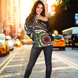 Panthers Anzac Day Women Off Shoulder Sweater Aboriginal Lest We Forget Ver.01