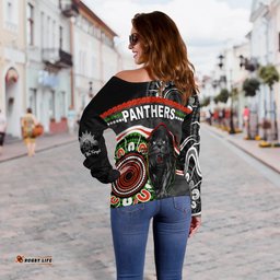 Panthers Anzac Day Women Off Shoulder Sweater Aboriginal Lest We Forget Ver.01