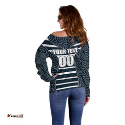 AFL Blues Off Shoulder Sweater Mix Dot Aboriginal