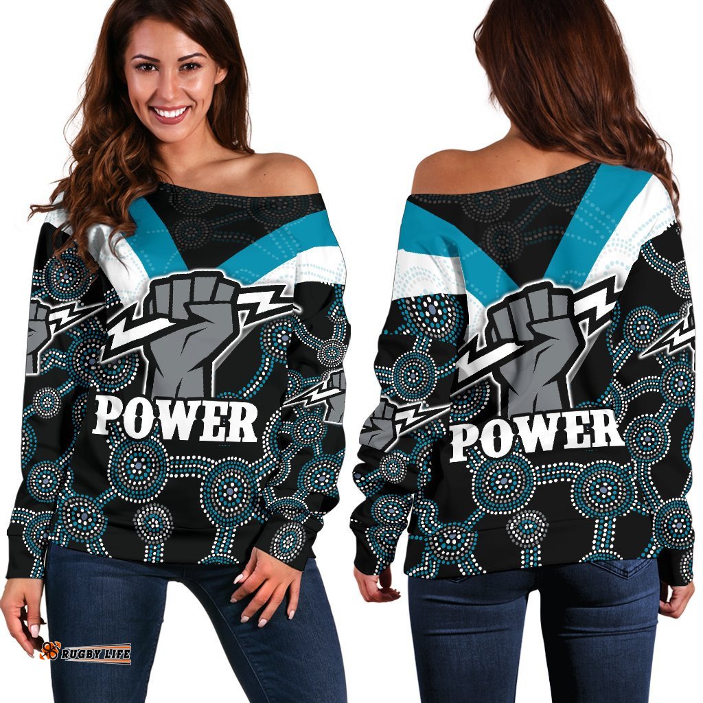 Port Adelaide Off Shoulder Sweater Power