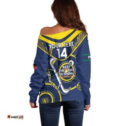 Custom NRL Cowboys NAIDOC Week Off Shoulder Sweater Keep The Fire Burning Indigenous Art