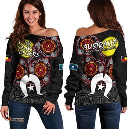 NAIDOC Women Off Shoulder Sweater Aboriginal and Torres Strait Islander