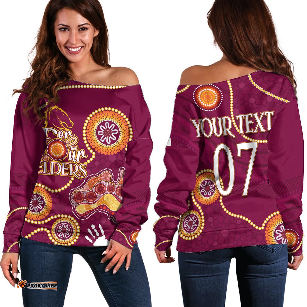 Personalised NAIDOC Week NRL Broncos For Our Elders Off Shoulder Sweater