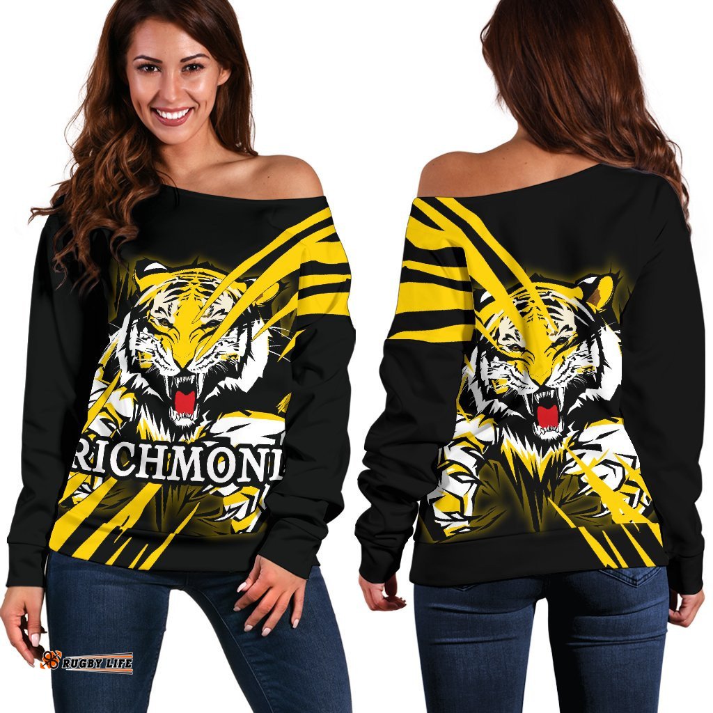 Richmond Tigers Women's Off Shoulder Sweater