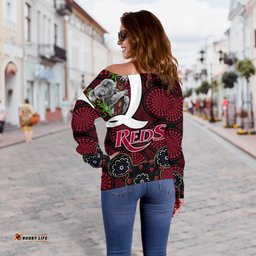 Queensland Women's Off Shoulder Sweater Reds Rugby Koala
