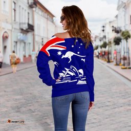 Off Shoulder Sweater Sydney Opera Sweater Aus Flag Kangaroo
