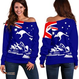 Off Shoulder Sweater Sydney Opera Sweater Aus Flag Kangaroo