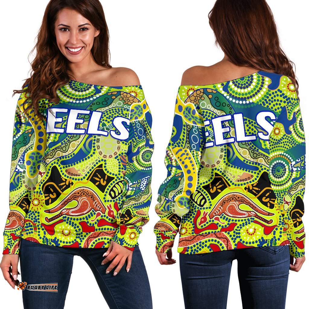 Parramatta Women's Off Shoulder Sweater Eels Unique Indigenous