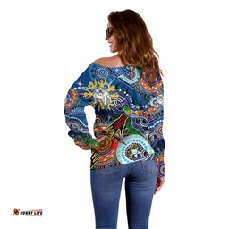 Personalised Bulldogs NAIDOC Week 2024 Off Shoulder Sweater Australia Aboriginal Dot Painting
