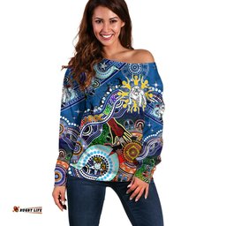 Personalised Bulldogs NAIDOC Week 2024 Off Shoulder Sweater Australia Aboriginal Dot Painting