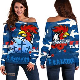 Roosters Anzac Day Off Shoulder Sweater Military Blue