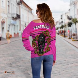 Panthers Indigenous Off Shoulder Sweater Version Pink Alternate