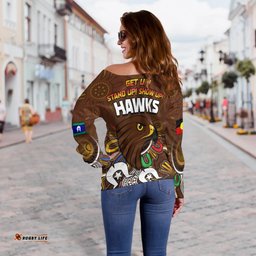 Hawks NAIDOC Week Off Shoulder Sweater Hawthorn Football Aboriginal
