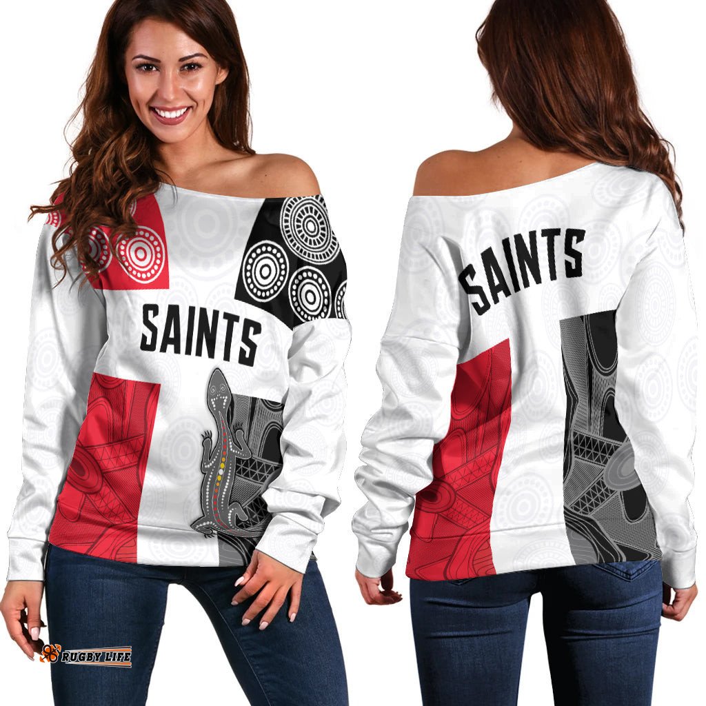 Saints Football Off Shoulder Sweater St Kilda Indigenous