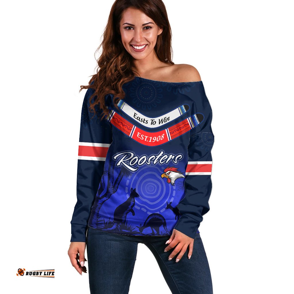 Rosster Easts To Win Off Shoulder Sweater Sydney Rugby est 1908 Boomerang Indeginous