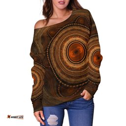Womens Off Shoulder Sweater Aboriginal Dot Painting Sweater Ver09