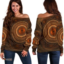 Womens Off Shoulder Sweater Aboriginal Dot Painting Sweater Ver09