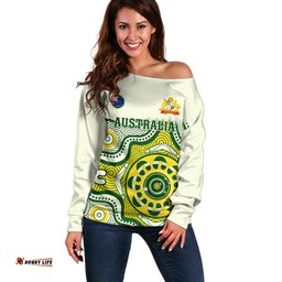 Australia Cricket Off Shoulder Sweater Boxing Day Test Indigenous Art