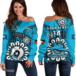 Custom Text And Number Sharks Rugby NAIDOC Off Shoulder Sweater For Our Elders Aboriginal