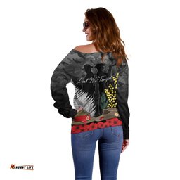 ANZAC DAY Off Shoulder Sweater Camo Style Slouch Hats Mix Silver Fern Golden Wattle 04
