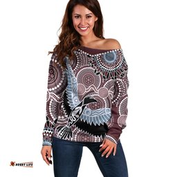 Aboriginal Pattern Bird Off Shoulder Sweater
