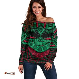 Rabbitohs Rugby Off Shoulder Sweater Polynesian and Aboriginal Special Version