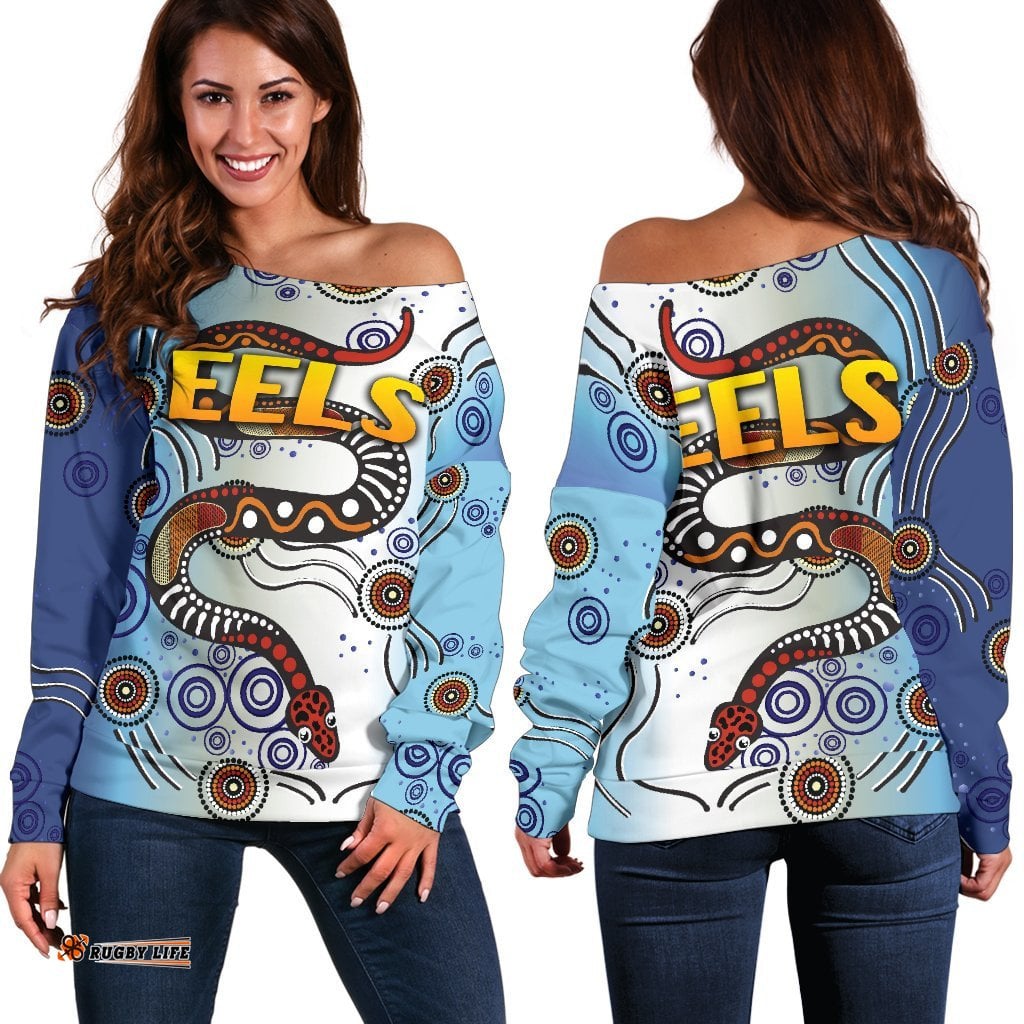 Parramatta Women Off Shoulder Sweater Eels Simple Indigenous