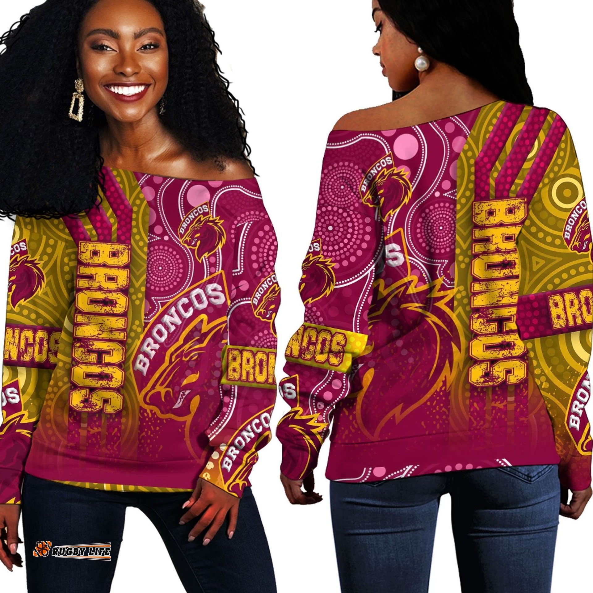 Vibe Hoodie Clothing Brisbane Broncos Sporty Style Off Shoulder Sweaters